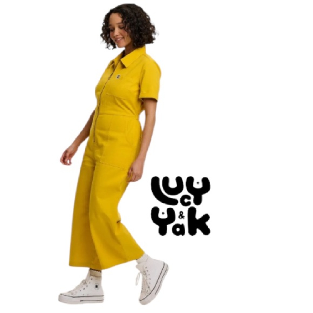 Yellow Short Sleeve Utility Jumpsuit